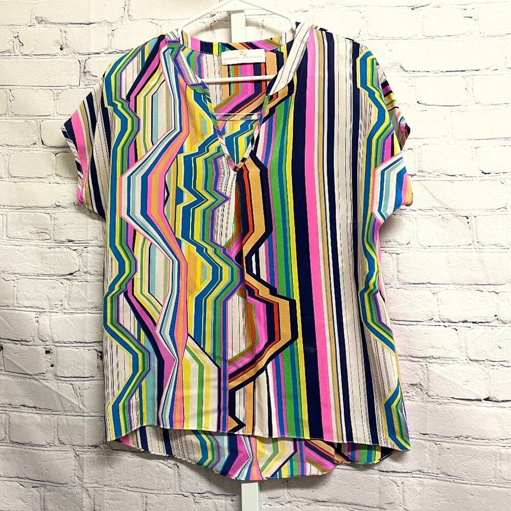 AMANDA UPRICHARD - Striped V-Neck Blouse